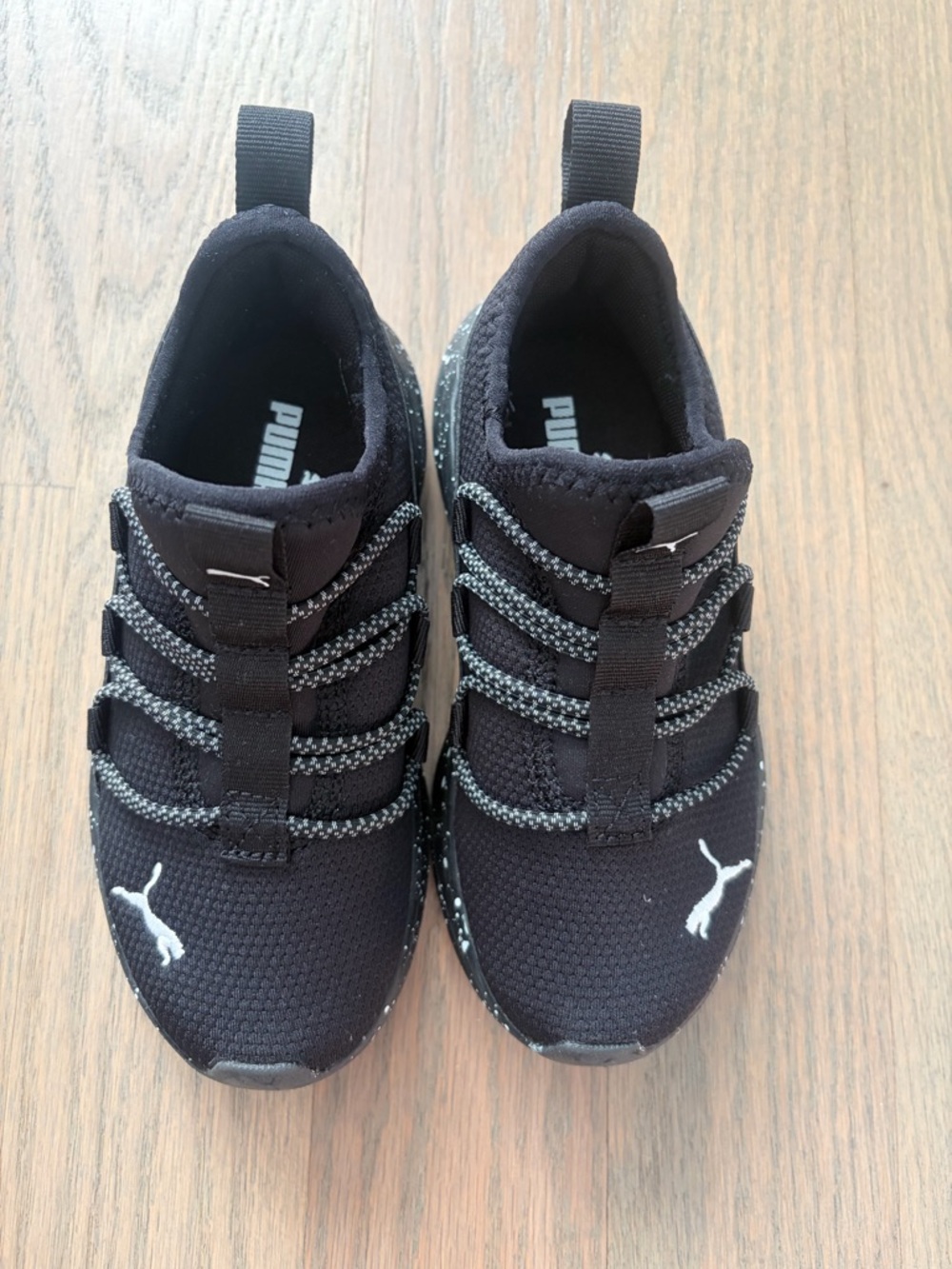 Puma Kids Black Knit Sneakers with White Logo